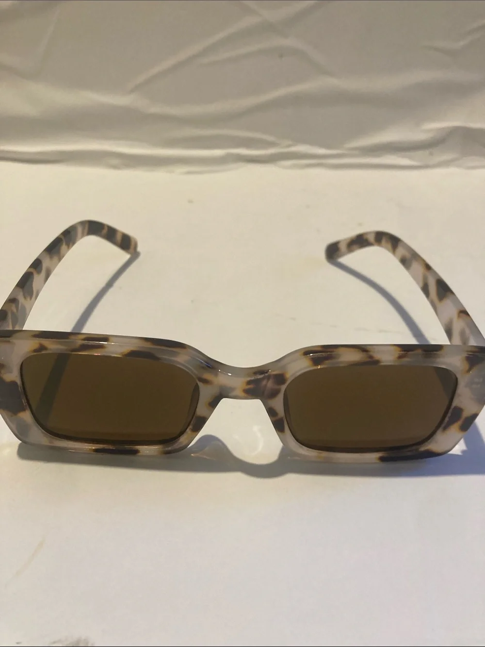 Tortoiseshell Rectangular Sunglasses - Brown Lenses